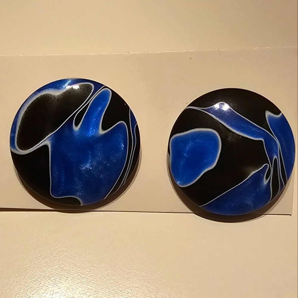 Vintage Round Hand Painted Round Earrings